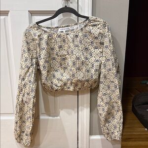 WeWoreWhat Beige and Black Patterned Blouse